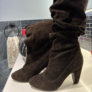 Skechers Chocolate Suede Heeled Boots
